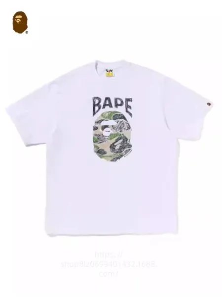 A Bathing Ape Sketch Camo Ape Head T-Shirt White - 1