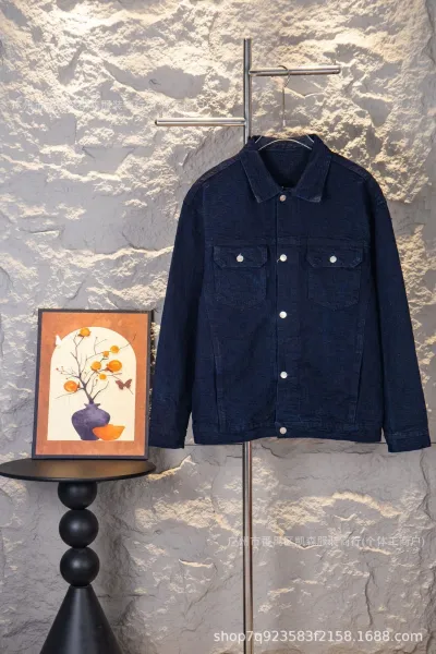 Design Denim Jacket Navy Blue Outerwear - 1