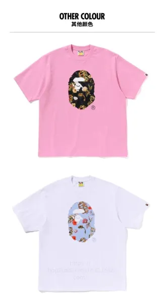 A Bathing Ape Floral Ape Head T-Shirt Pink and White Tops.t Shirts - 1