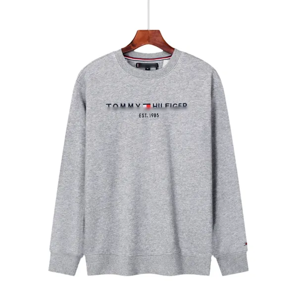 Tommy Hilfiger Logo Graphic Crewneck Gray Sweatshirt Hoodie - 1
