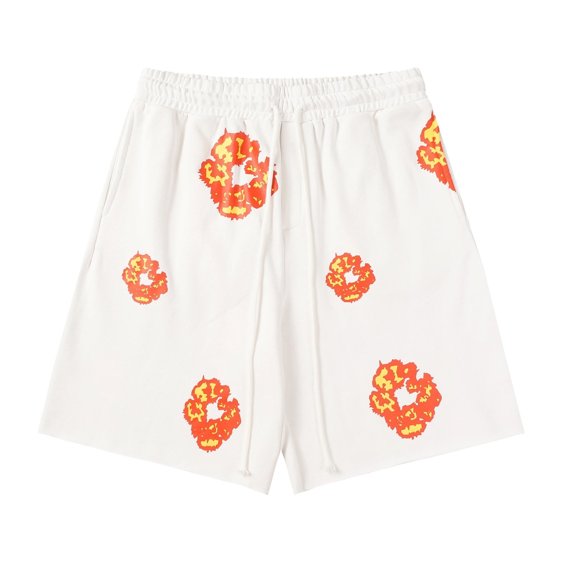 Design Floral Flame Print Oversized Hoodie White - 37