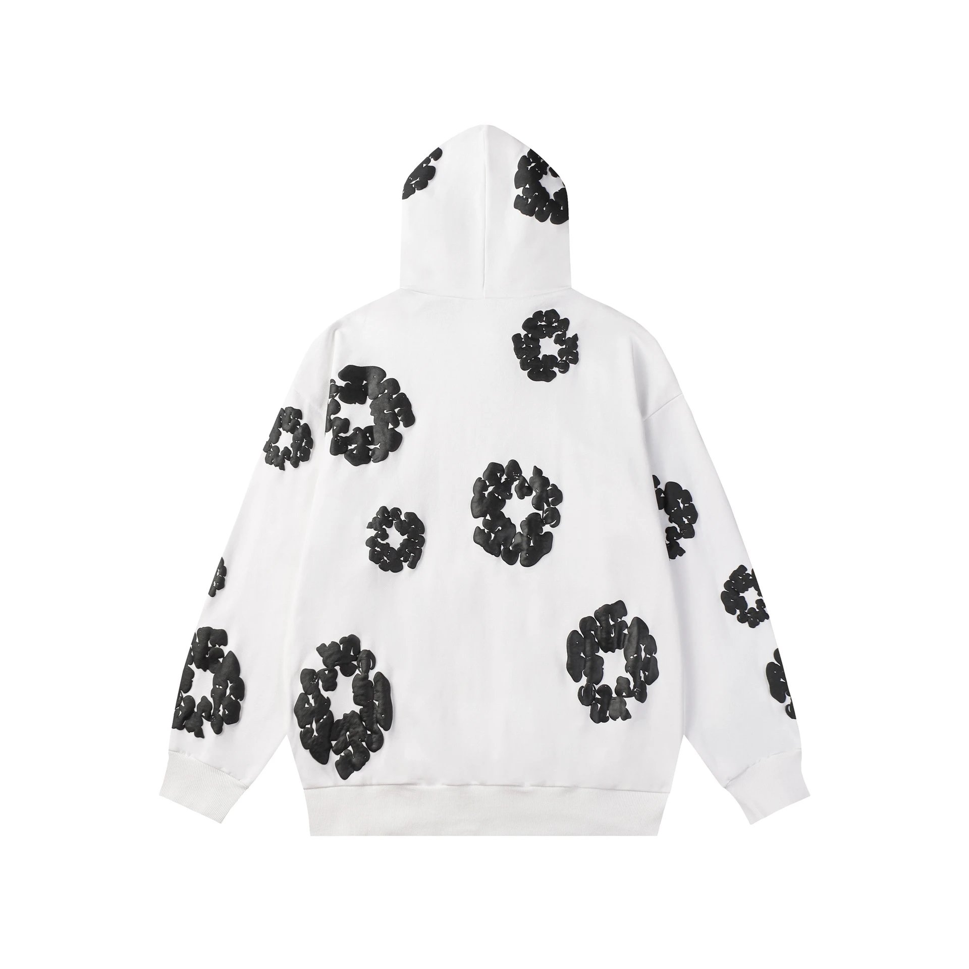 Design Floral Flame Print Oversized Hoodie White - 6