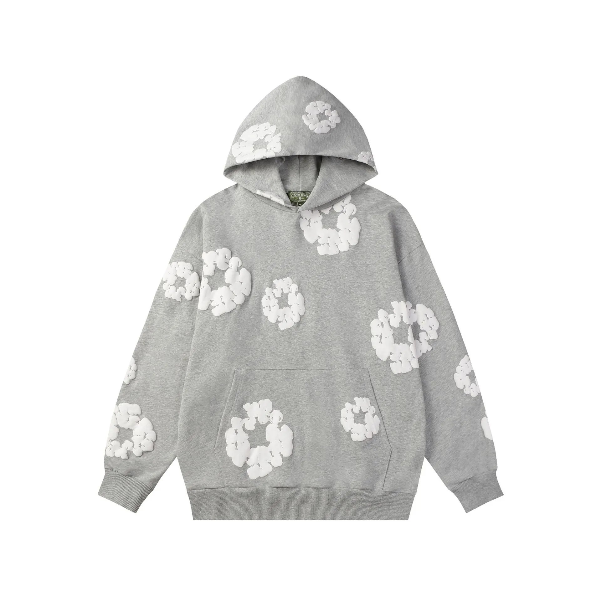 Design Floral Flame Print Oversized Hoodie White - 9