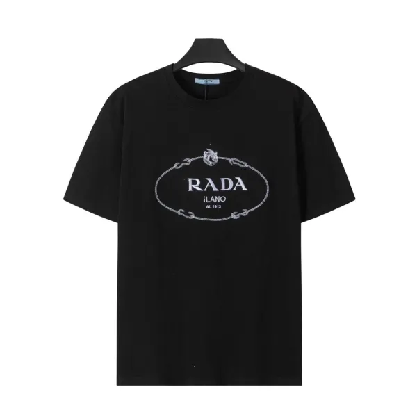 Prada Rada Logo Print Black T-Shirt - 46