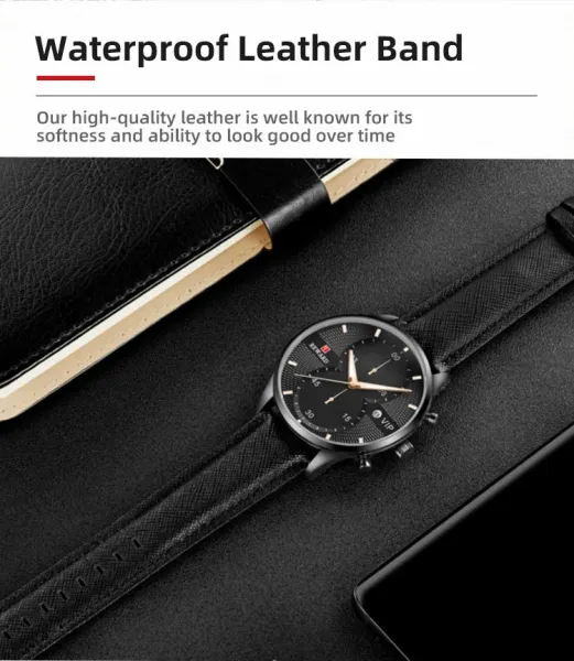 Design Reward VIP Chronograph Rose Gold Brown Leather Watch Watches - 9