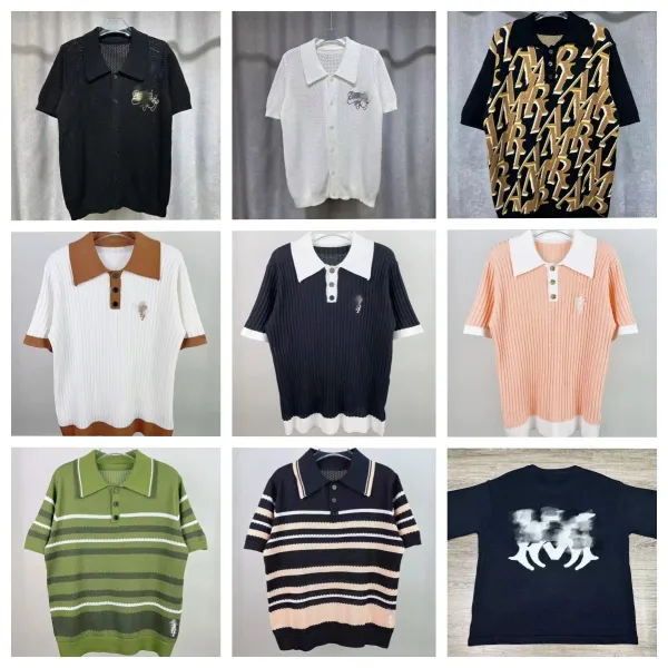 Design Striped Knit Polo Black Beige White Tops.polo - 4