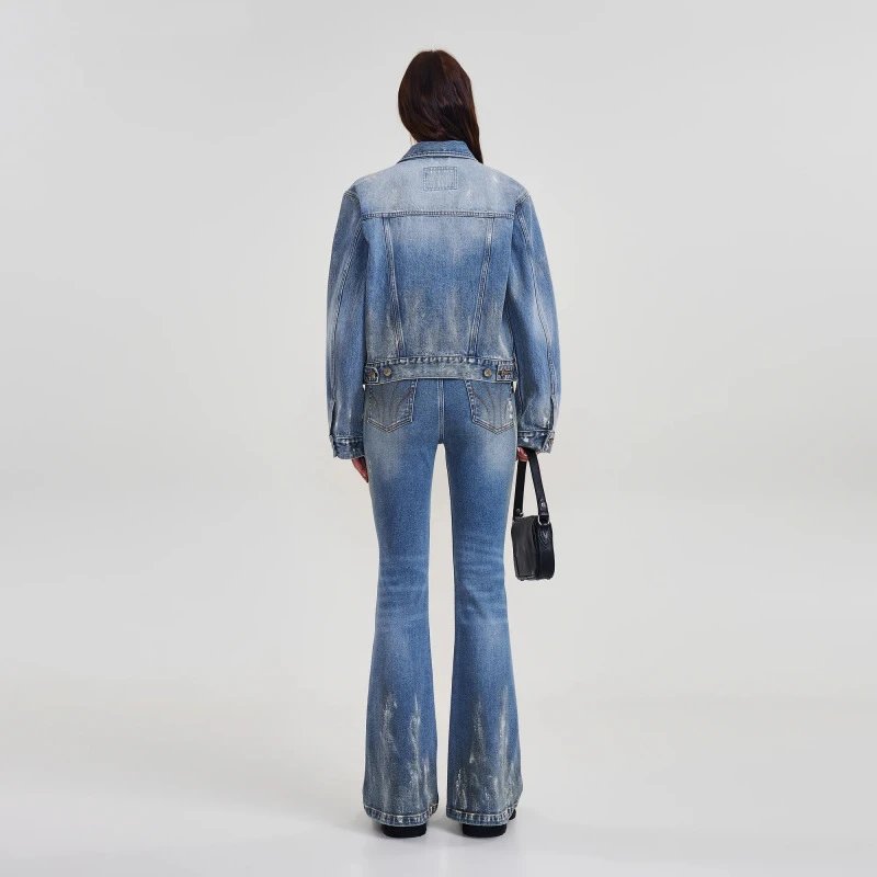 SMF Distressed Cropped Denim Jacket Blue - 9