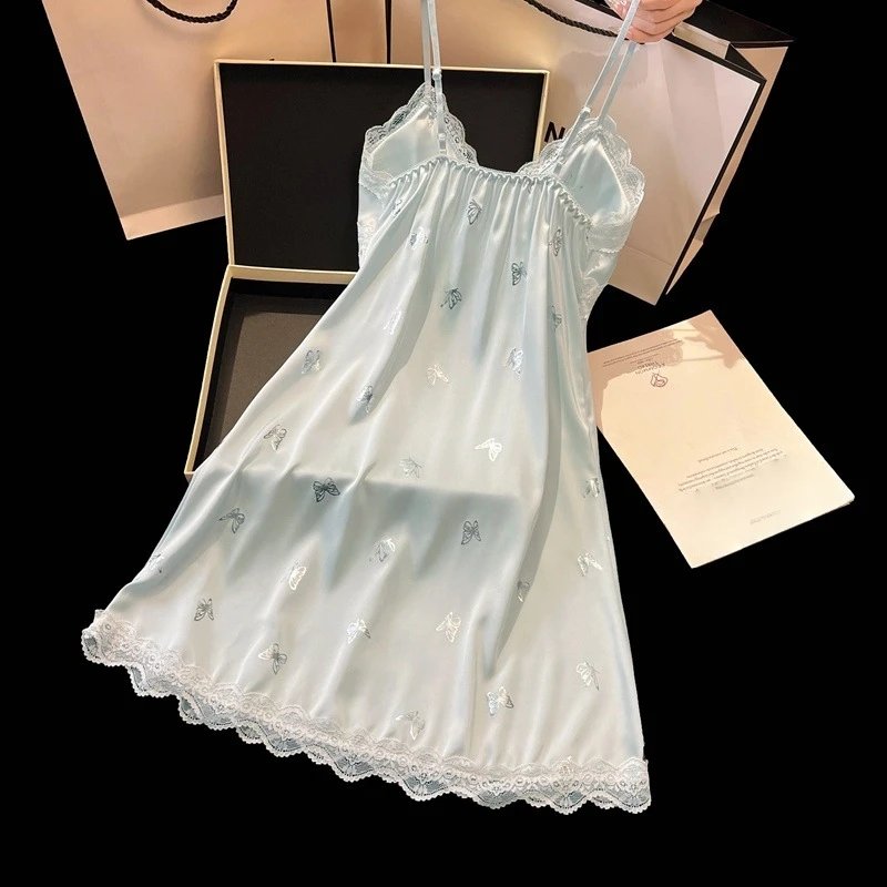 Design Butterfly Lace Chemise in Mint Green Sleepwear - 13
