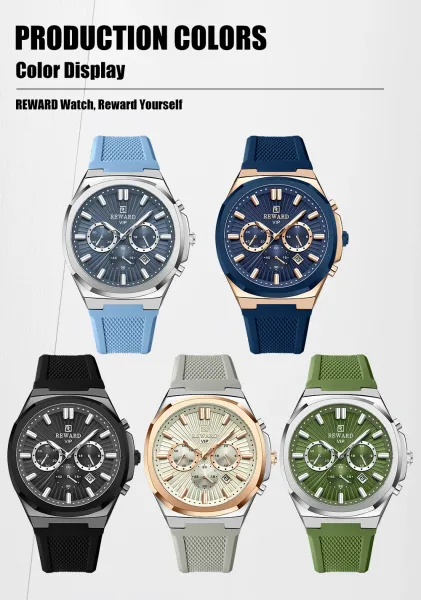 Design Reward VIP Chronograph Green Silicone Watch Watches - 12
