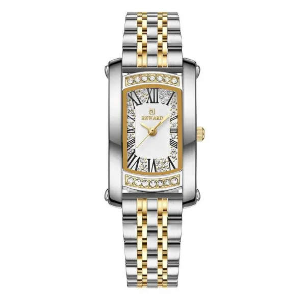 Design Reward Rectangular Crystal-Embellished Two-Tone Watch Watches - 1