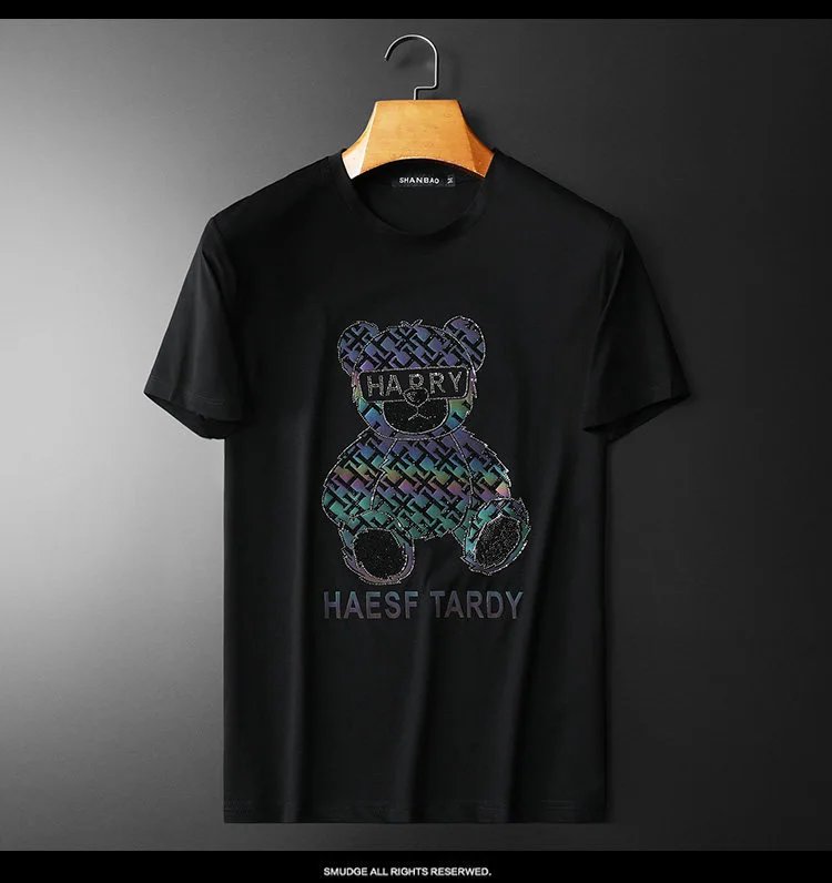 Design SHANBAO Bear Graphic Print Blue T-Shirt T-Shirts - 9