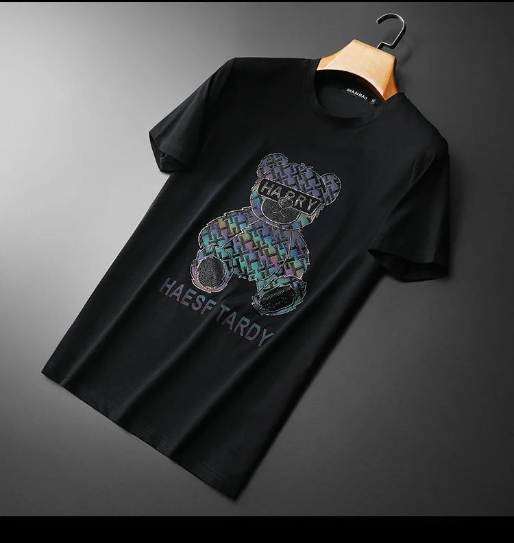 Design SHANBAO Bear Graphic Print Blue T-Shirt T-Shirts - 10