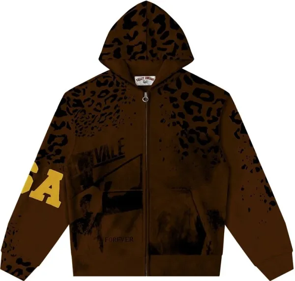 Design Vally Deves Leopard Print Zip-Up Hoodie Multicolor Hoodie - 6