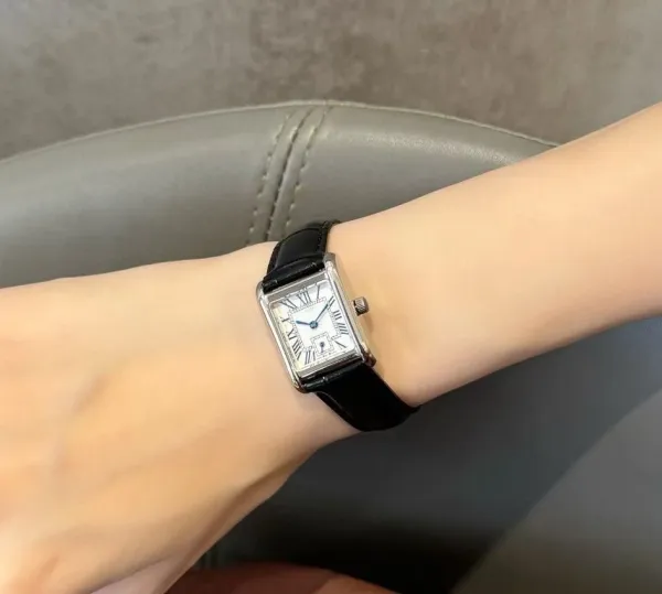 Cartier Tank Must White Dial Black Leather Watch Watches - 1