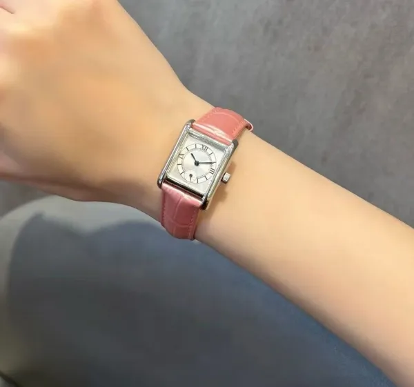 Cartier Tank Louis Pink Leather Watch Watches - 1