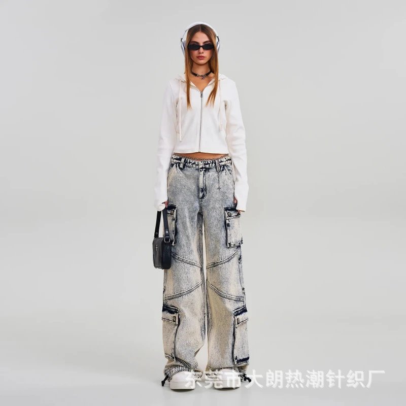 Design Cargo Jeans Acid Wash Gray - 8
