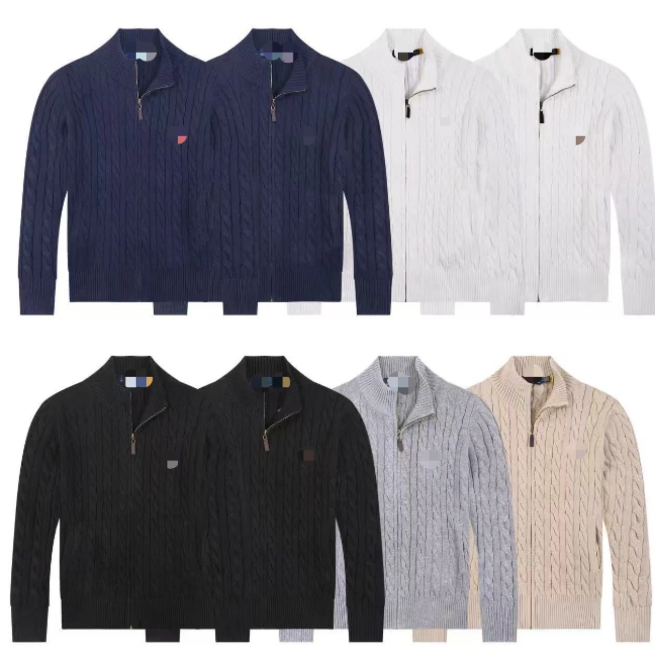 Polo Ralph Lauren Cable Knit Zip-Up Sweater Black - 3