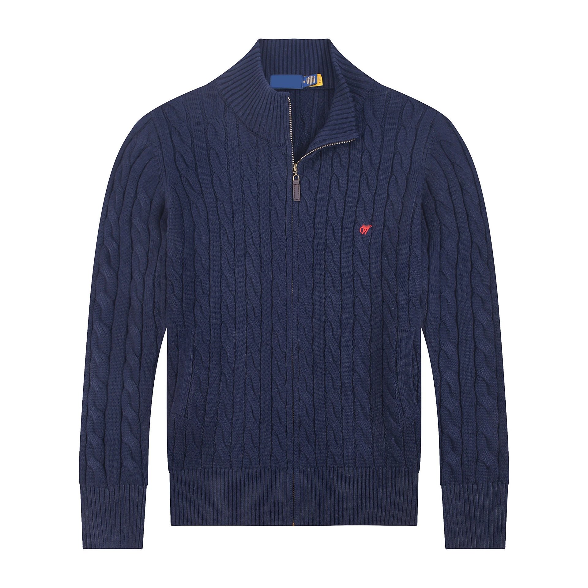 Polo Ralph Lauren Cable Knit Zip-Up Sweater Black - 8