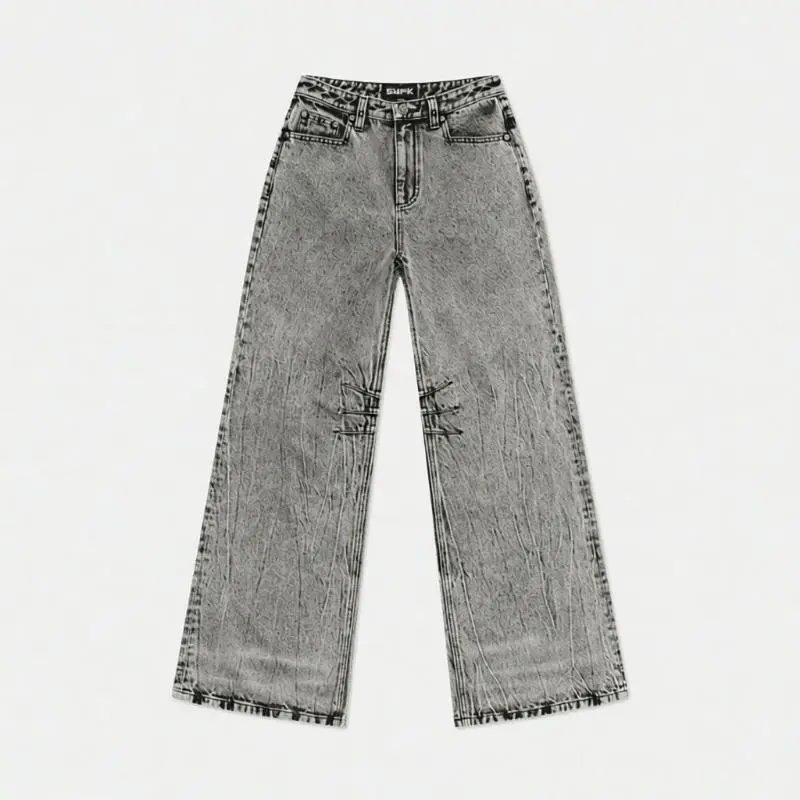 Design EMFK Wide-Leg Distressed Black Jeans - 11