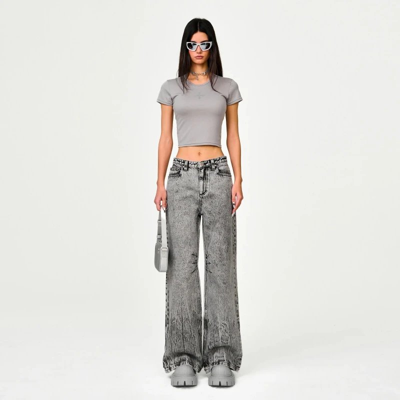 Design EMFK Wide-Leg Distressed Black Jeans - 12