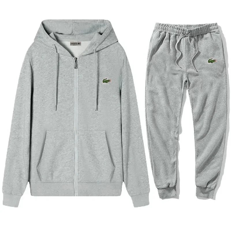 Lacoste Full-Zip Hoodie and Sweatpants Set Gray - 1