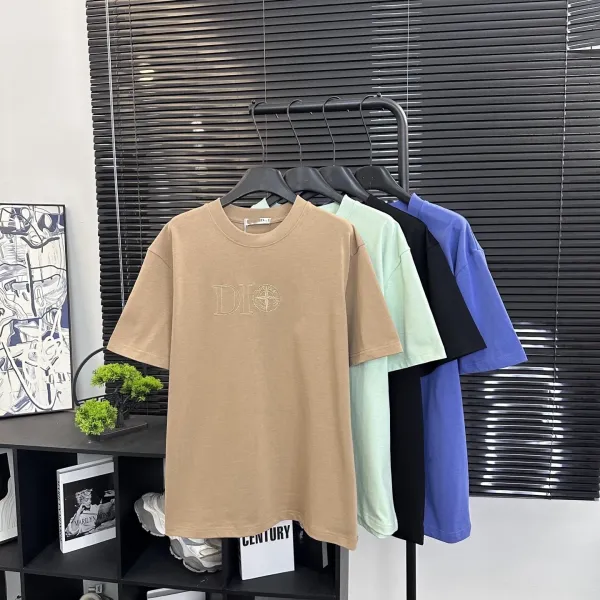 Design Embroidered Logo Oversized T-Shirt Beige - 31