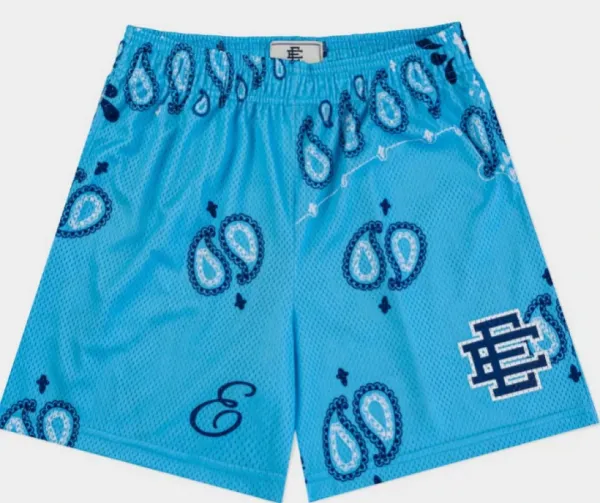 Design Bandana Print Mesh Shorts Blue - 1