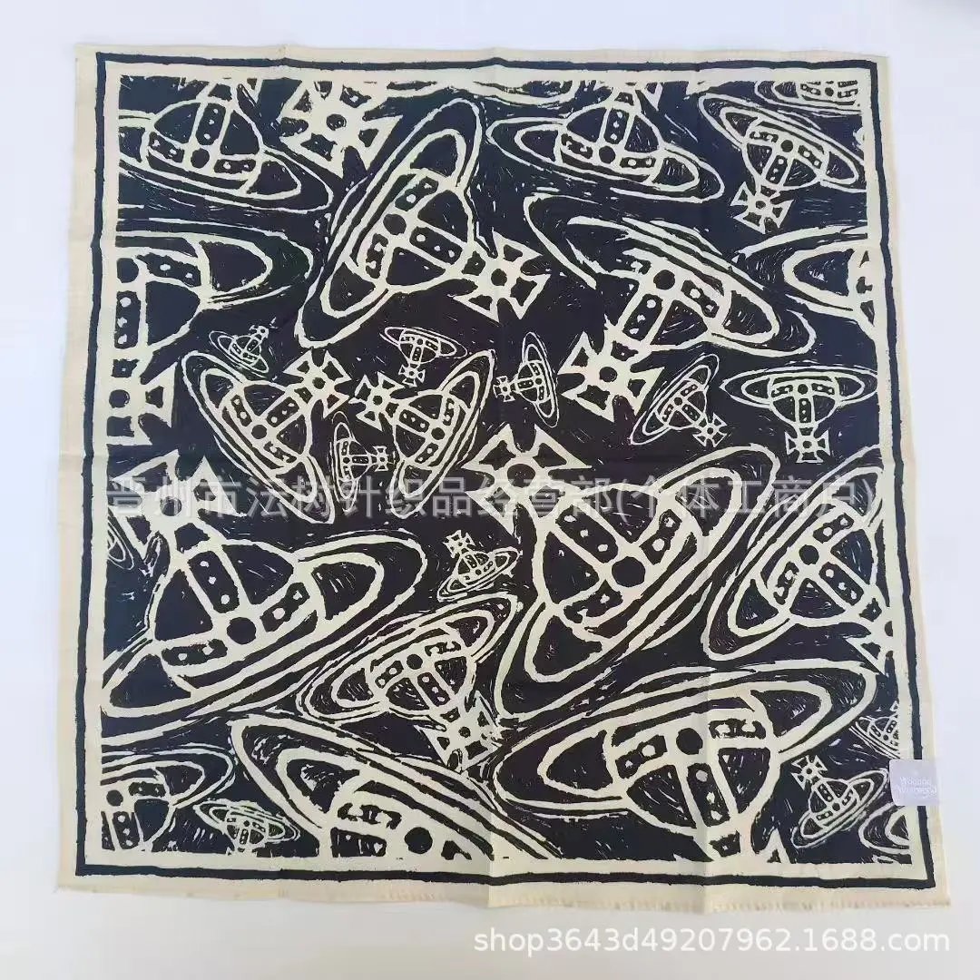 Vivienne Westwood Orb Print Silk Scarf Navy Orange Scarves - 13