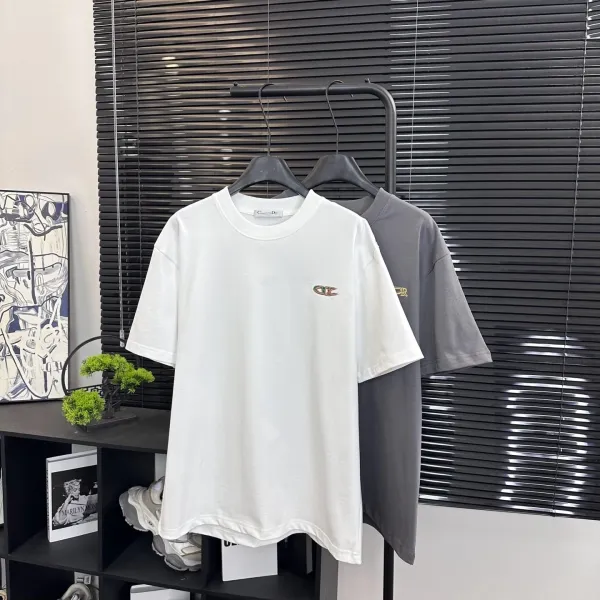 Design Embroidered Logo Oversized T-Shirt Beige - 18