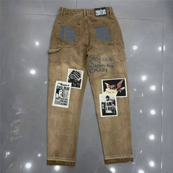 Design Newspaper Patchwork Distressed Black Jeans - 13