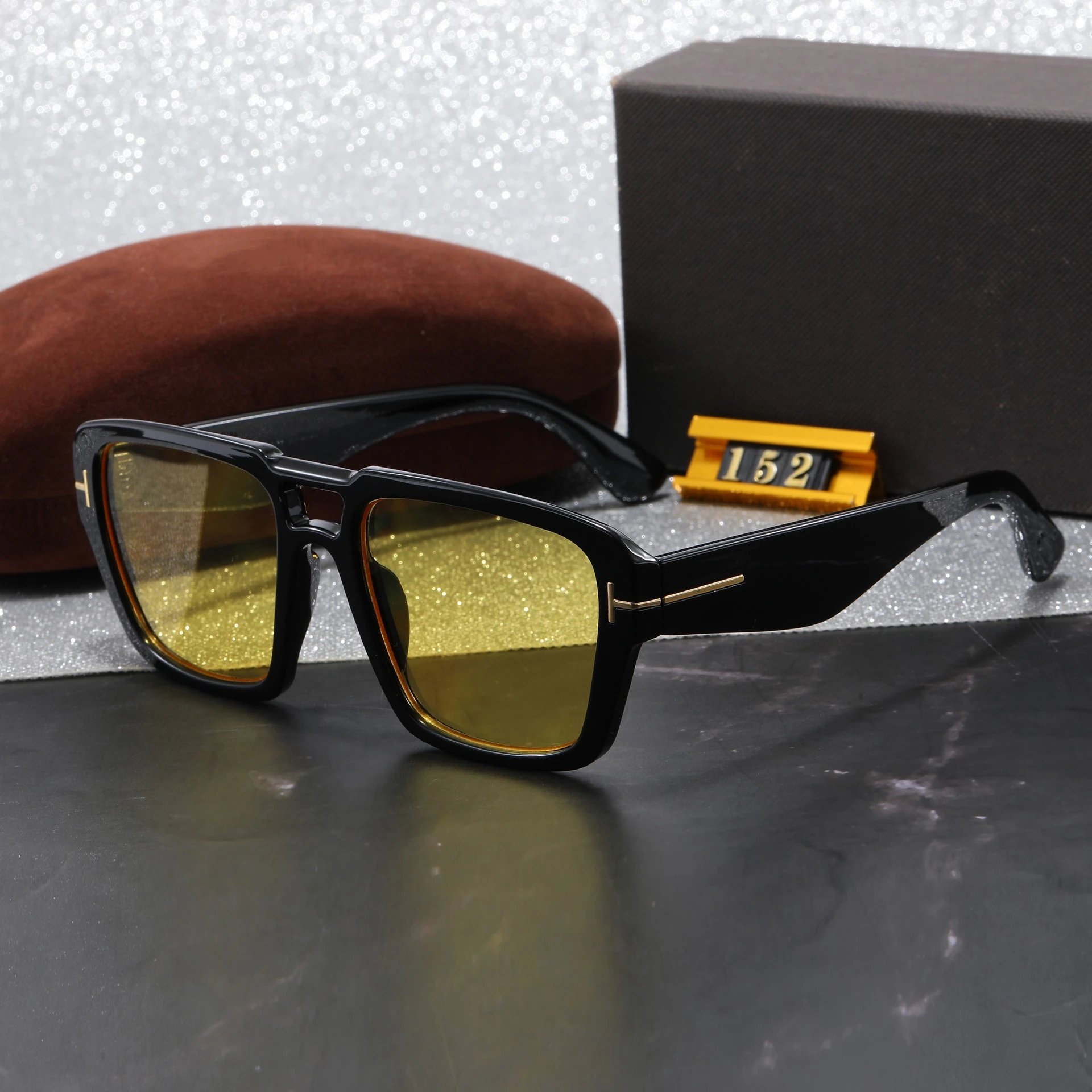 Tom Ford FT0945 Black Frame Amber Lens Sunglasses
