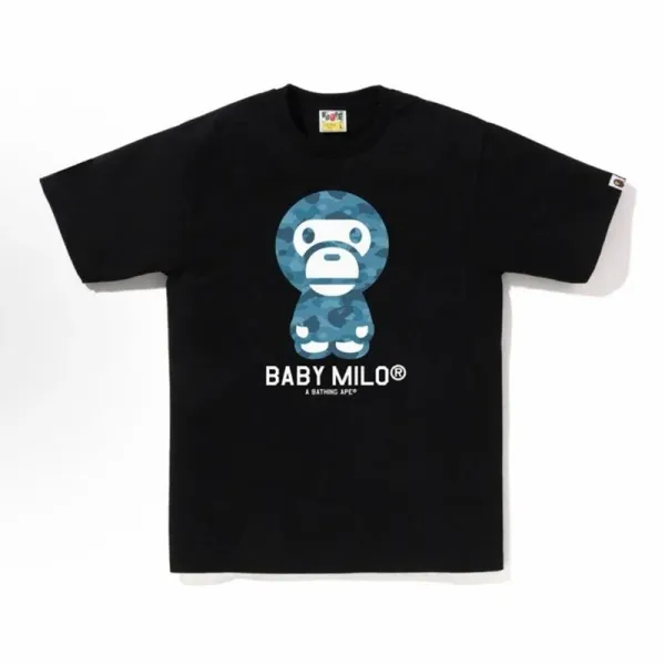 A Bathing Ape Baby Milo Camo Print Black T-Shirt - 1