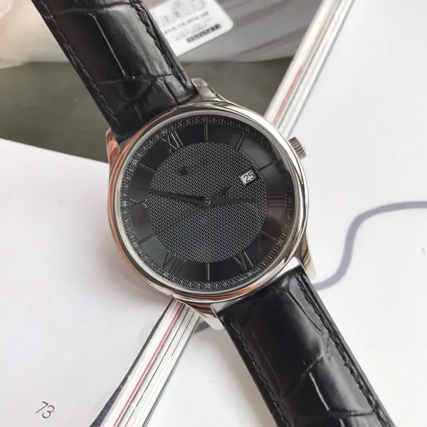 Design Classic Black Dial Mechanical Watch with Alligator Strap Watches - 1