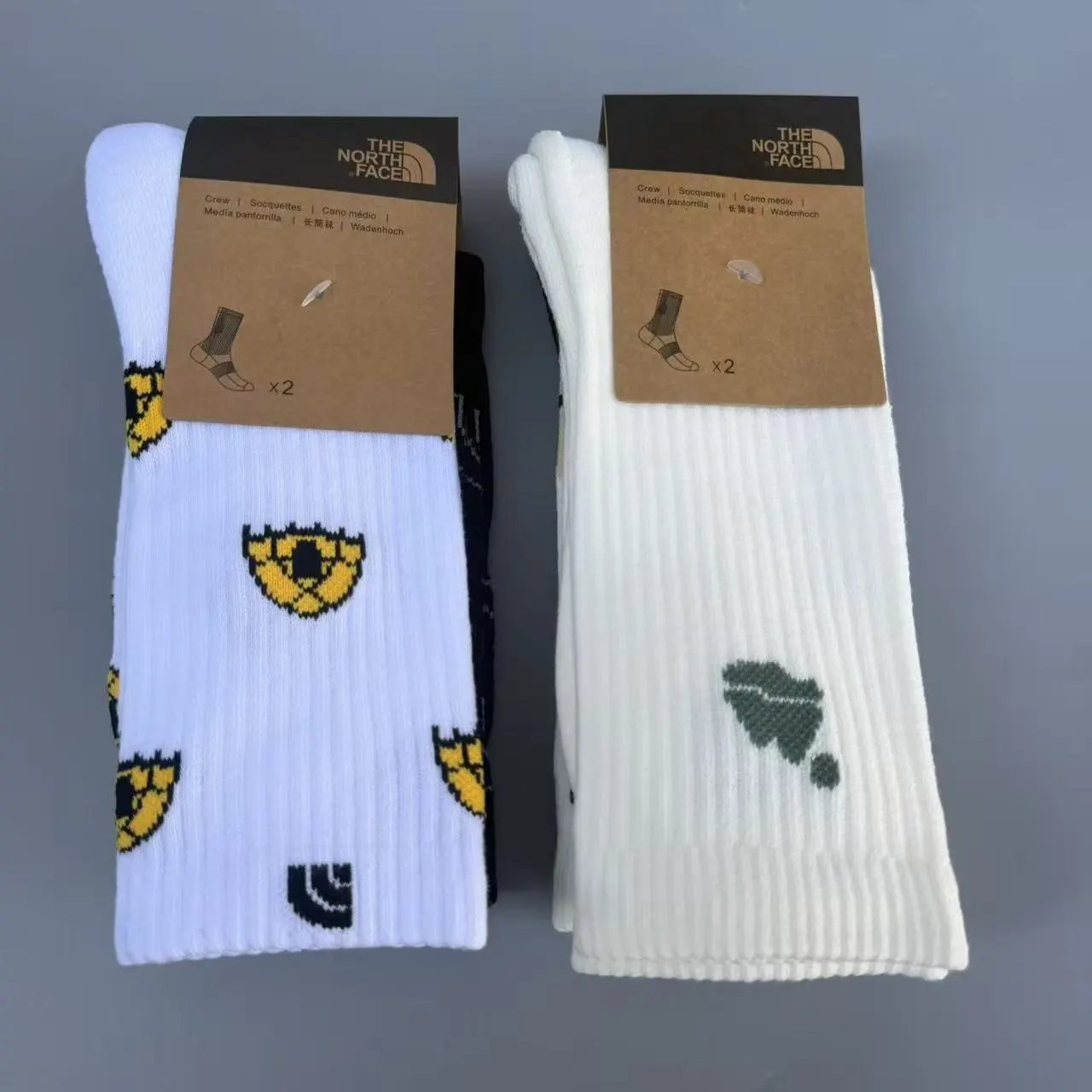 The North Face Igloo Print Crew Socks White and Black - 2