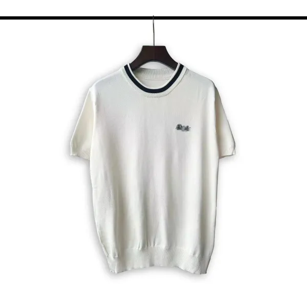 Design Knit Short-Sleeve Crewneck Sweater White - 1