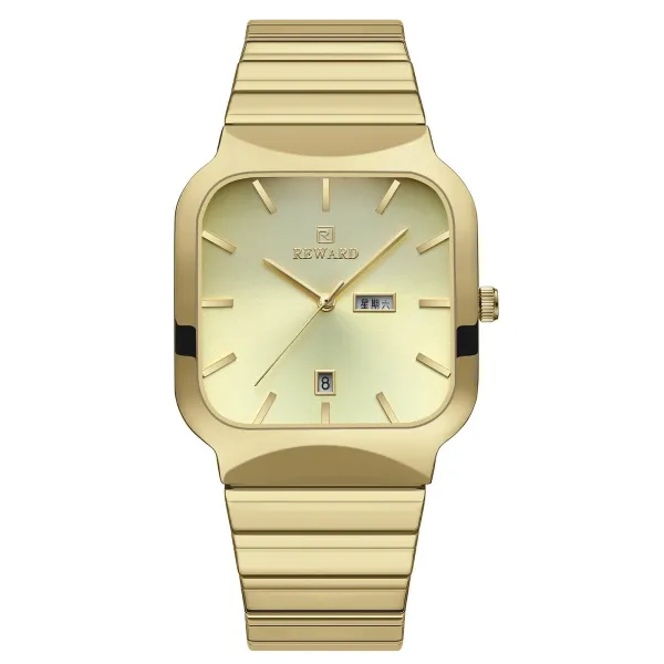 Design Reward Square Gold Tone Quartz Watch Watches - 1