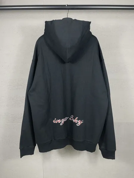 Balenciaga Distressed Logo Hoodie Black - 22