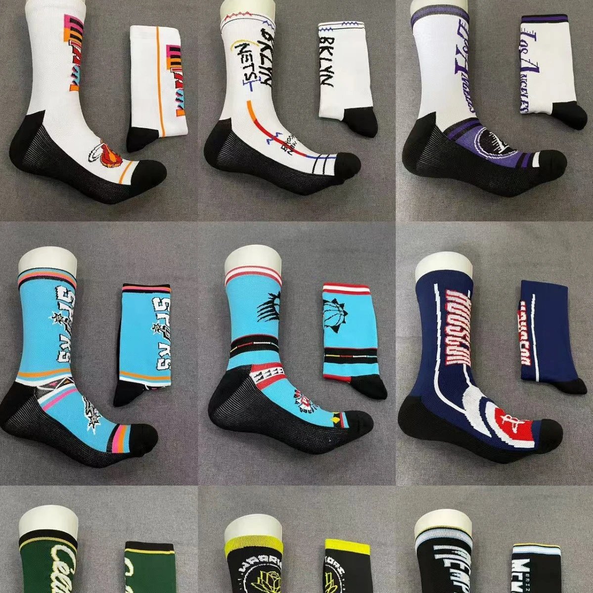 Design Dallas Mavericks NBA Team Socks Blue Green White Black Socks - 2