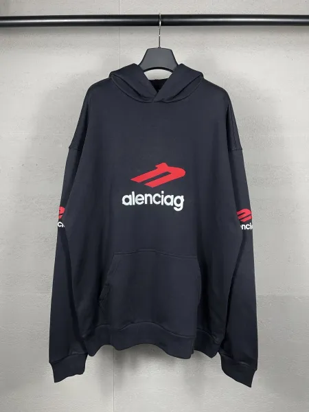 Balenciaga Distressed Logo Hoodie Black - 45