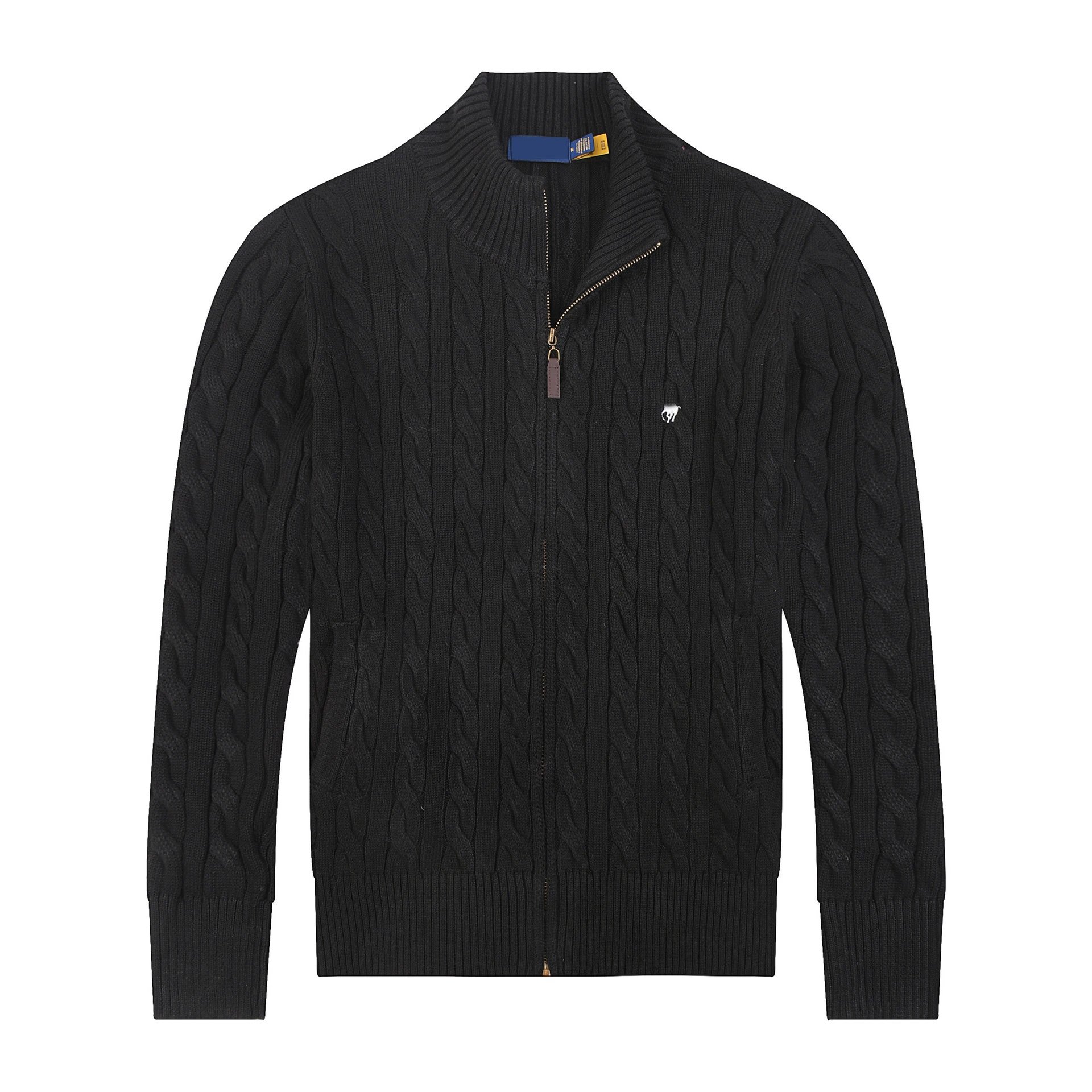 Polo Ralph Lauren Cable Knit Zip-Up Sweater Black - 5