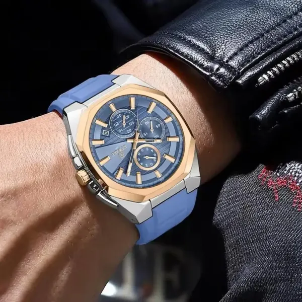 Design Reward VIP Chronograph Blue Silicone Strap Watch Watches - 3
