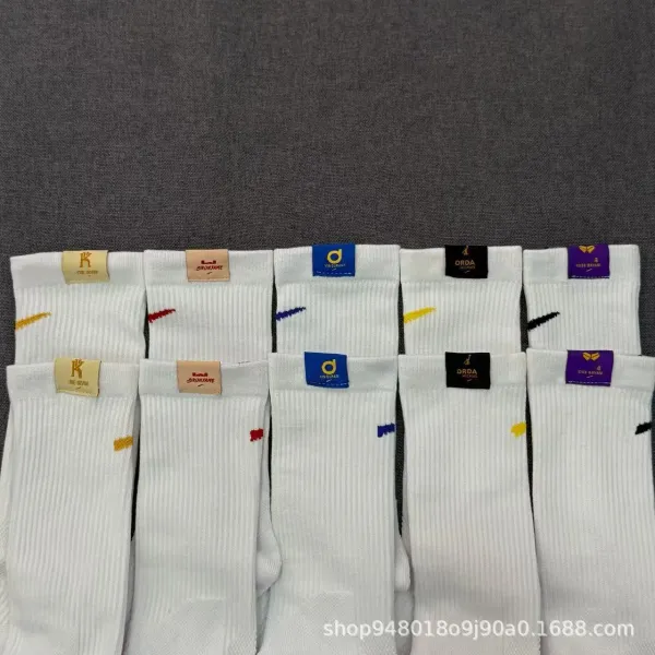 Design ORDA Michael White Crew Socks with Yellow Detail Socks - 5