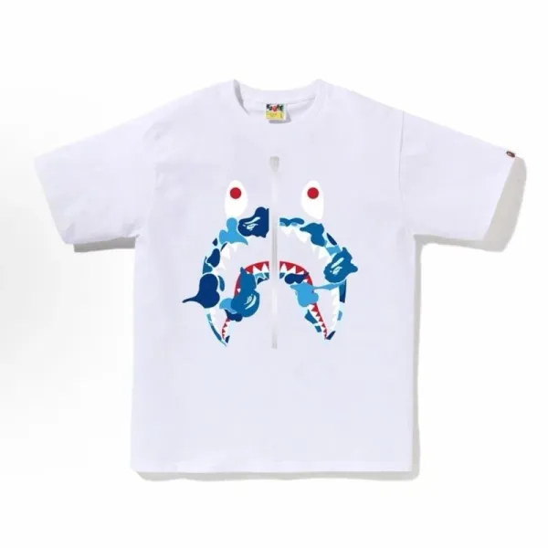 A Bathing Ape Shark Zipper T-Shirt White - 1