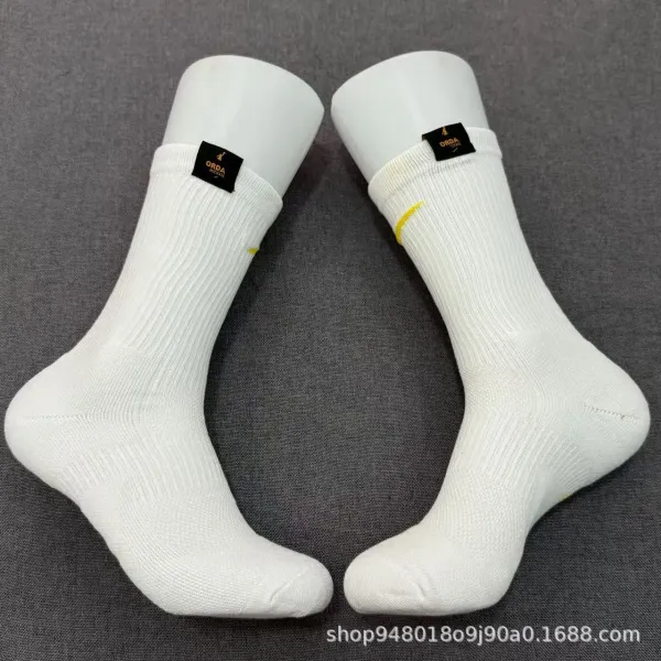 Design ORDA Michael White Crew Socks with Yellow Detail Socks - 1