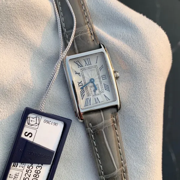 Cartier Tank Must SolarBeat Silver Dial Gray Alligator Strap Watch Watches - 1