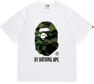 A Bathing Ape Camo Ape Head Graphic T-Shirt White - 1
