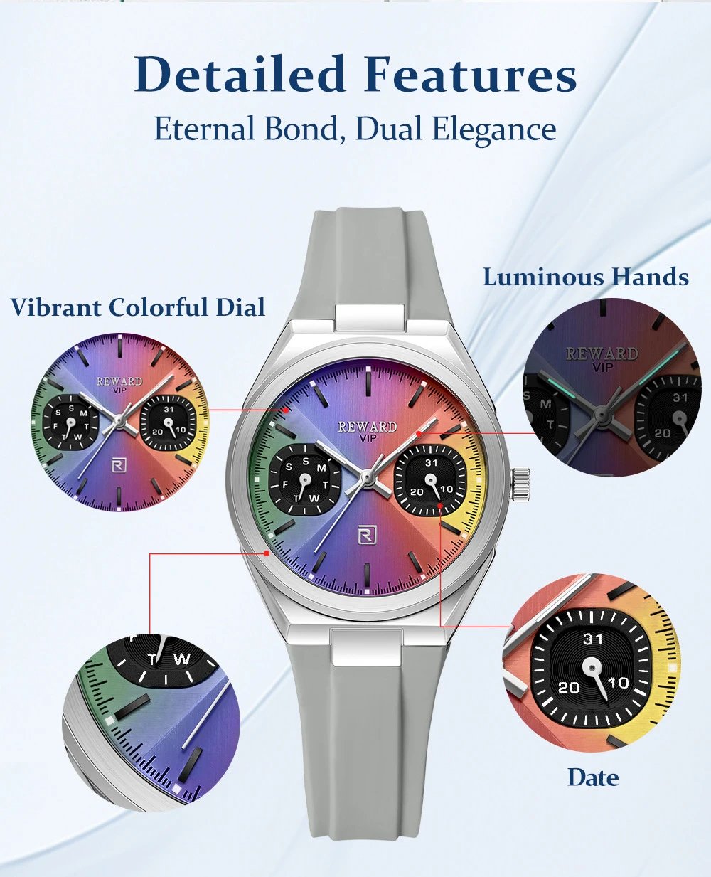Design Reward VIP Chronograph Purple Gold Watch Watches - 6