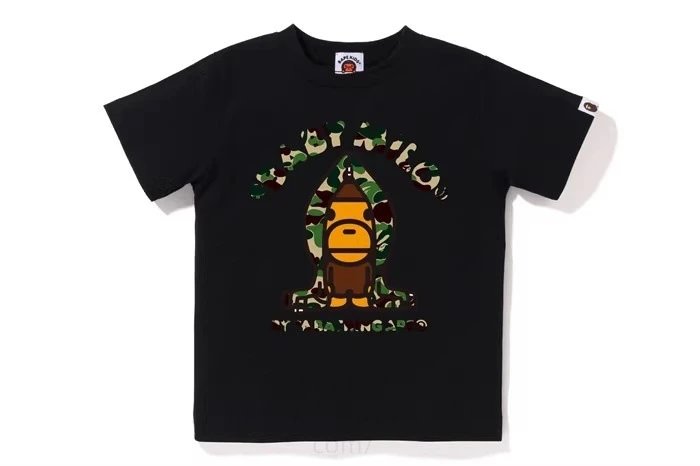 A Bathing Ape Camo Ape Head Graphic Black T-Shirt - 1