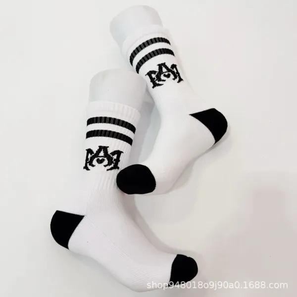 Amiri Logo Stripe Socks White / Black - 7