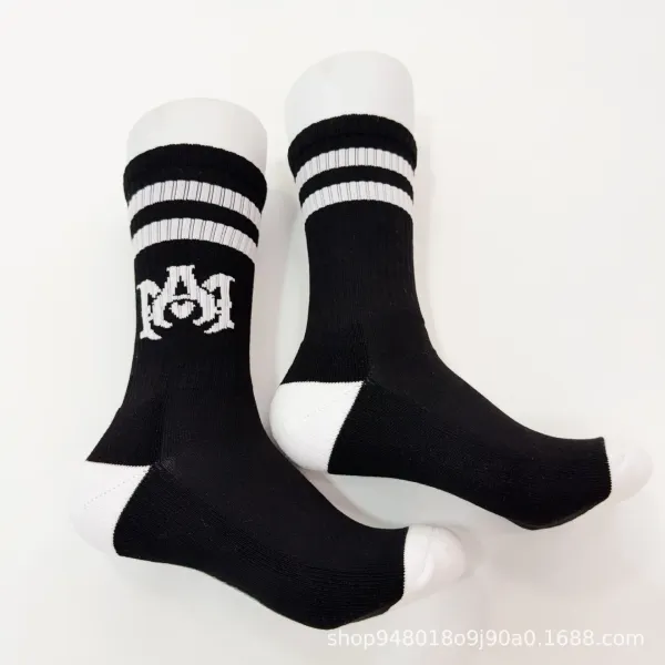 Amiri Logo Stripe Socks White / Black - 13